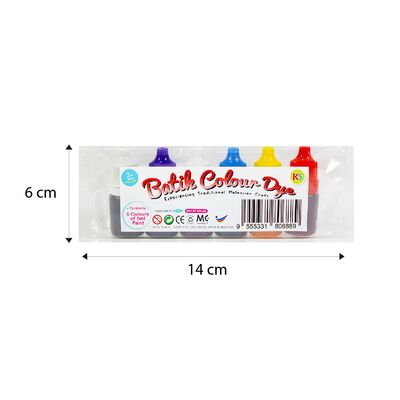 Batik Colour Dye Dropper Bottle - 6 x 5ml - Packaging Size