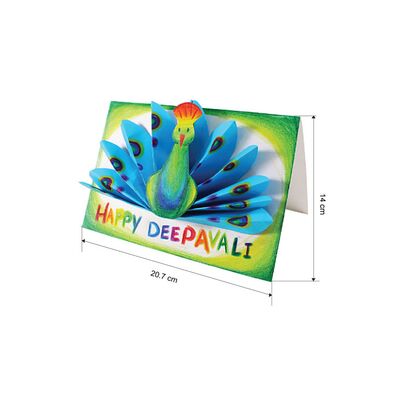 Deepavali Peacock Greeting Card - Pack of 10