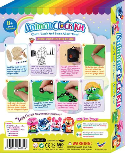 Animal Clock Stand Box Kit - Packaging BackAnimal Clock Stand Box Kit