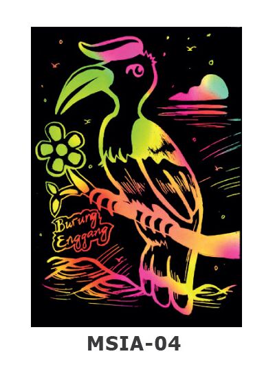 Scratch Art Kit - Malaysian Theme - Burung Enggang / Hornbill
