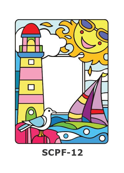 Suncatcher Photo Frame - Boat Sailing at Pier with Lighthouse