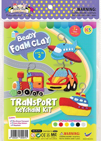 Foam Clay 2-in-1 Transport Keychain Kit - Train And Car - Packaging Front