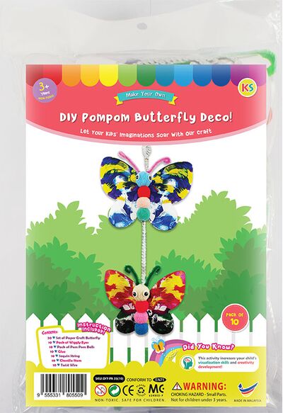 DIY Pompom Butterfly Deco Pack of 10 - Packaging Front