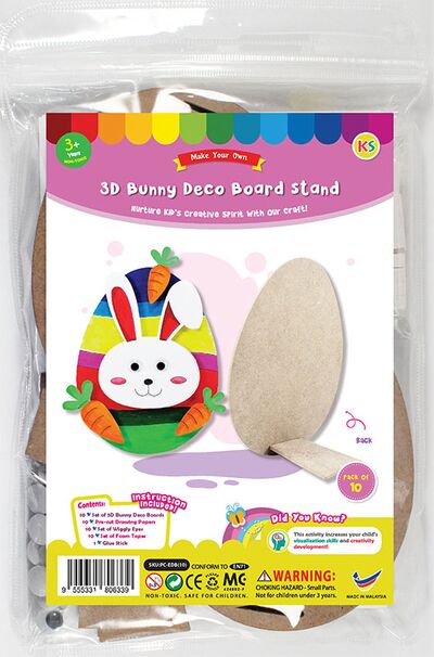 3D Bunny Deco Board Stand Pack of 10 - Front Packaging
