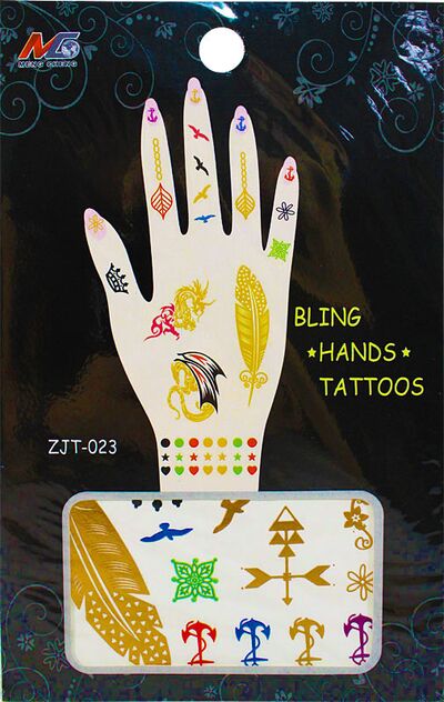 Temporary Hand Bling Tattoo Mix - Pack of 5