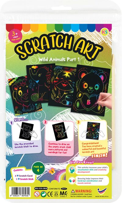 Scratch Art Wild Animals Kit Part 1 - Pack of 4