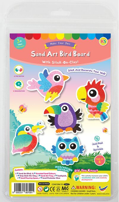 5-in-1 Sand Art Bird Board Kit - Packaging Front