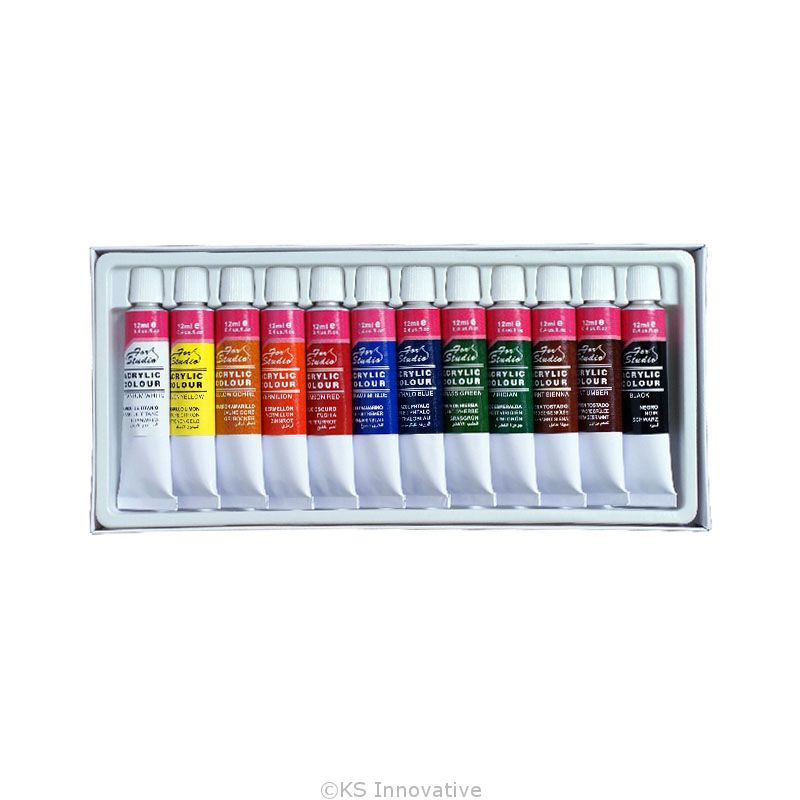 Acrylic Colour Set - 12 x 12ml Tubes