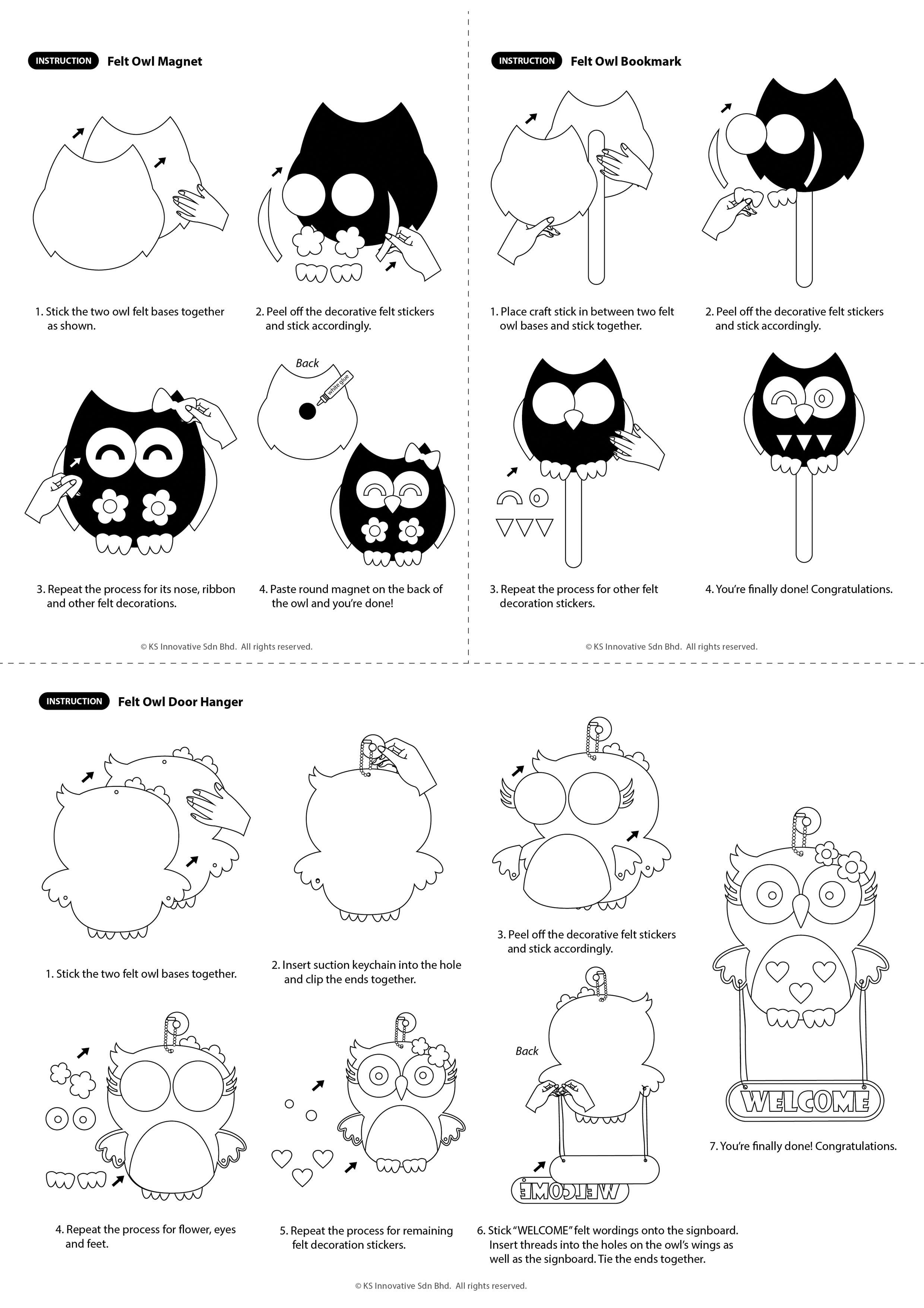 Black White Felt Owl Felt Sheets Stock Photo 695756032